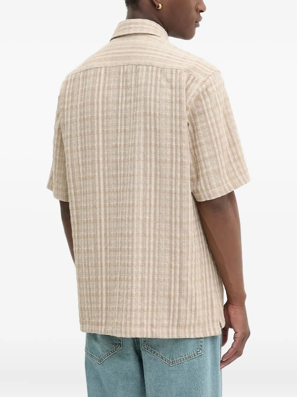 SAMSOE SAMSOE checked short-sleeve shirt - Beige