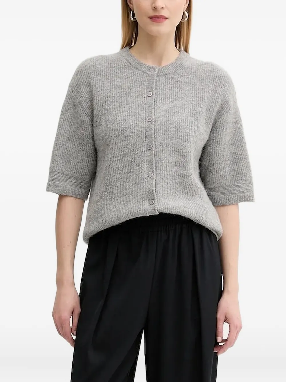 SAMSOE SAMSOE ribbed button cardigan | Grey | Image 1