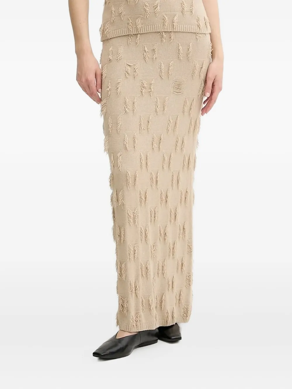 Samsoe & Samsoe Fringe-detail Knit Skirt In Neutral