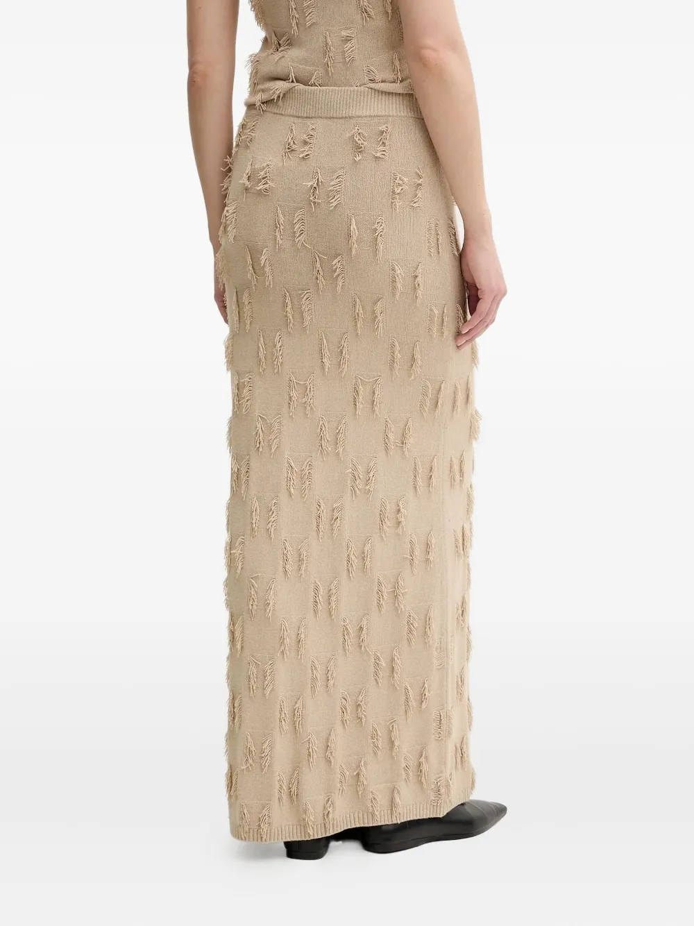 SAMSOE SAMSOE Gebreide rok met franje - Beige