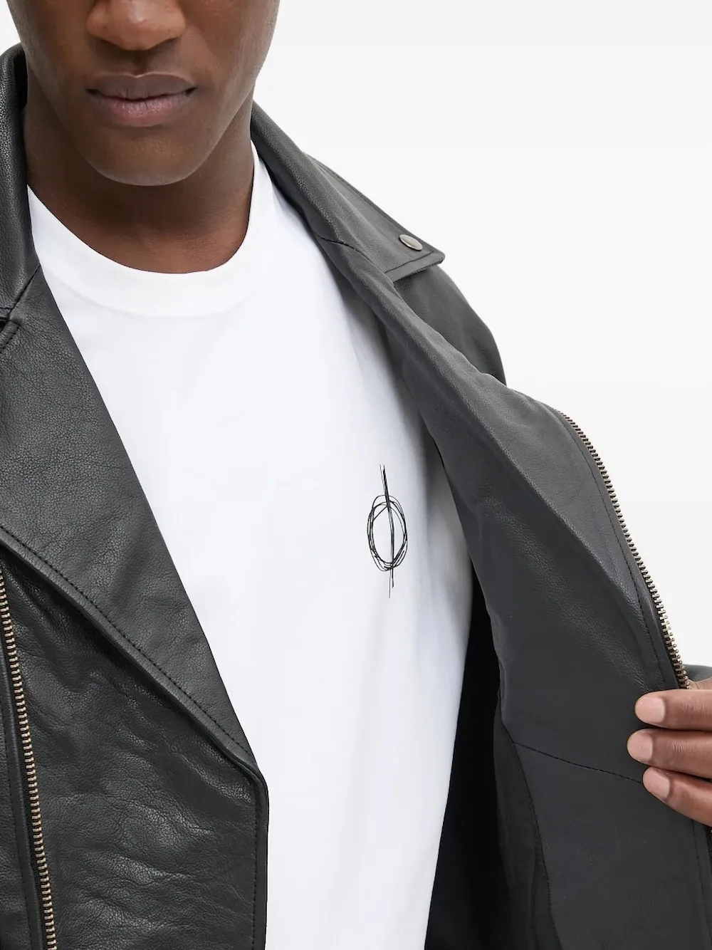 Samsoe & Samsoe Asymmetrical-zip Leather Jacket In Black