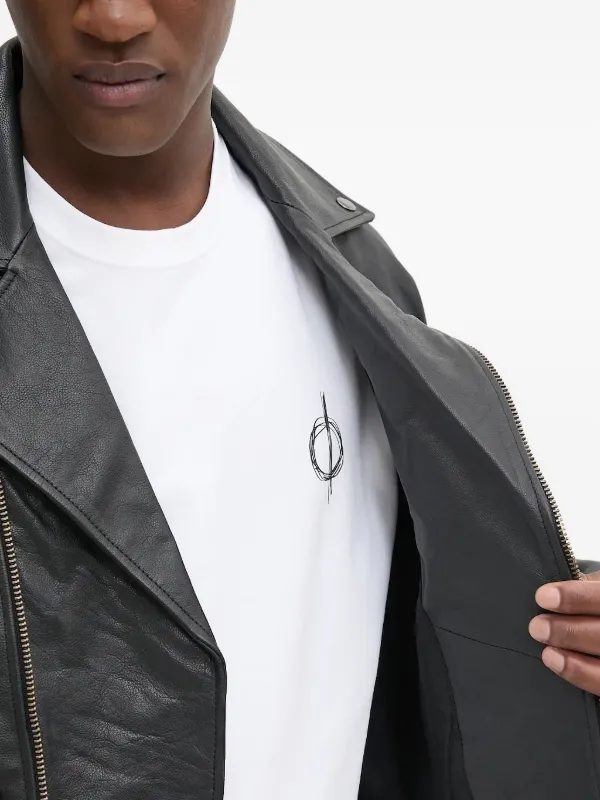 SAMSOE SAMSOE asymmetrical-zip Leather Jacket | Black | FARFETCH