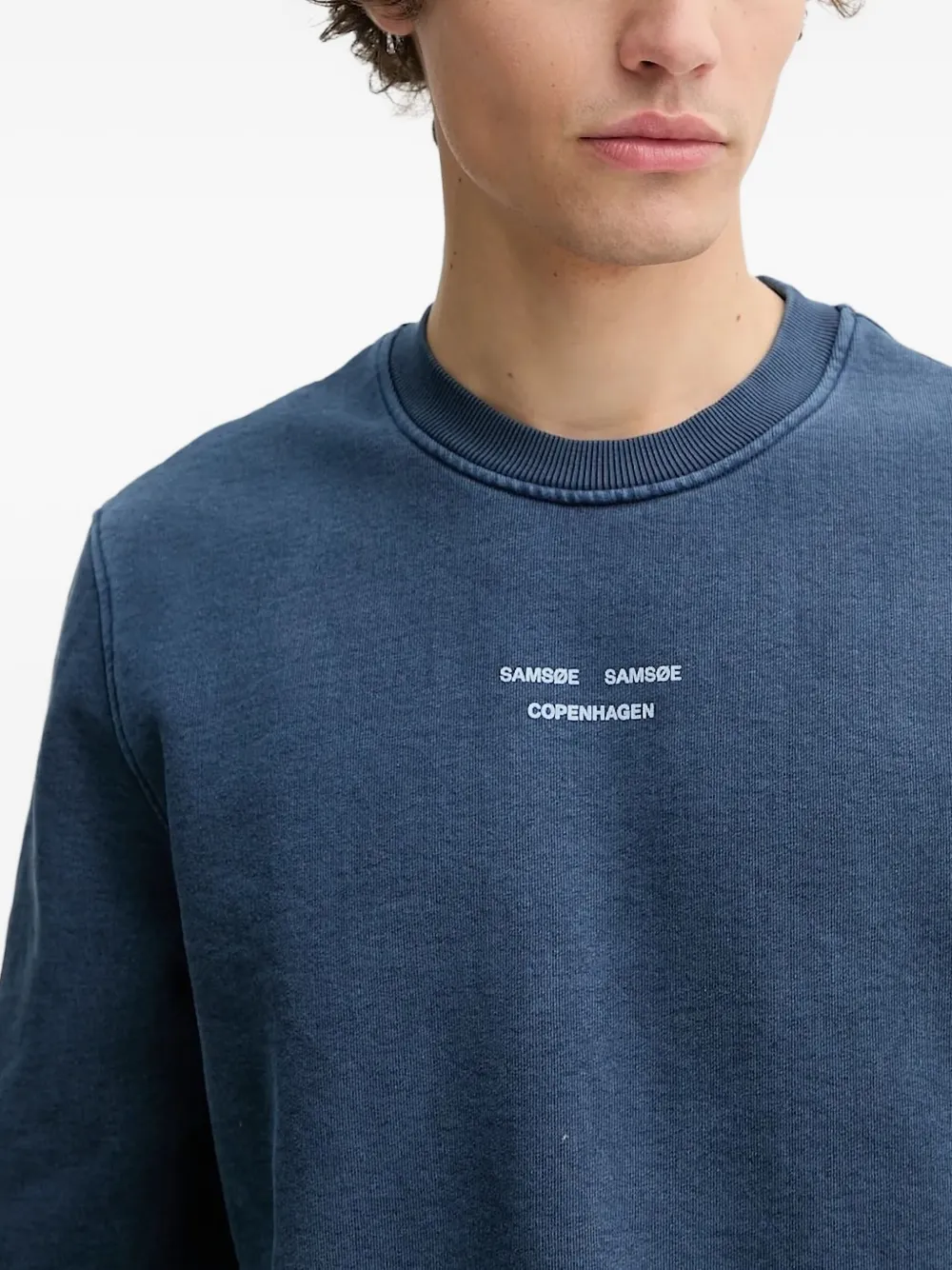 Samsoe & Samsoe Crew-neck Logo Sweatshirt In Blue