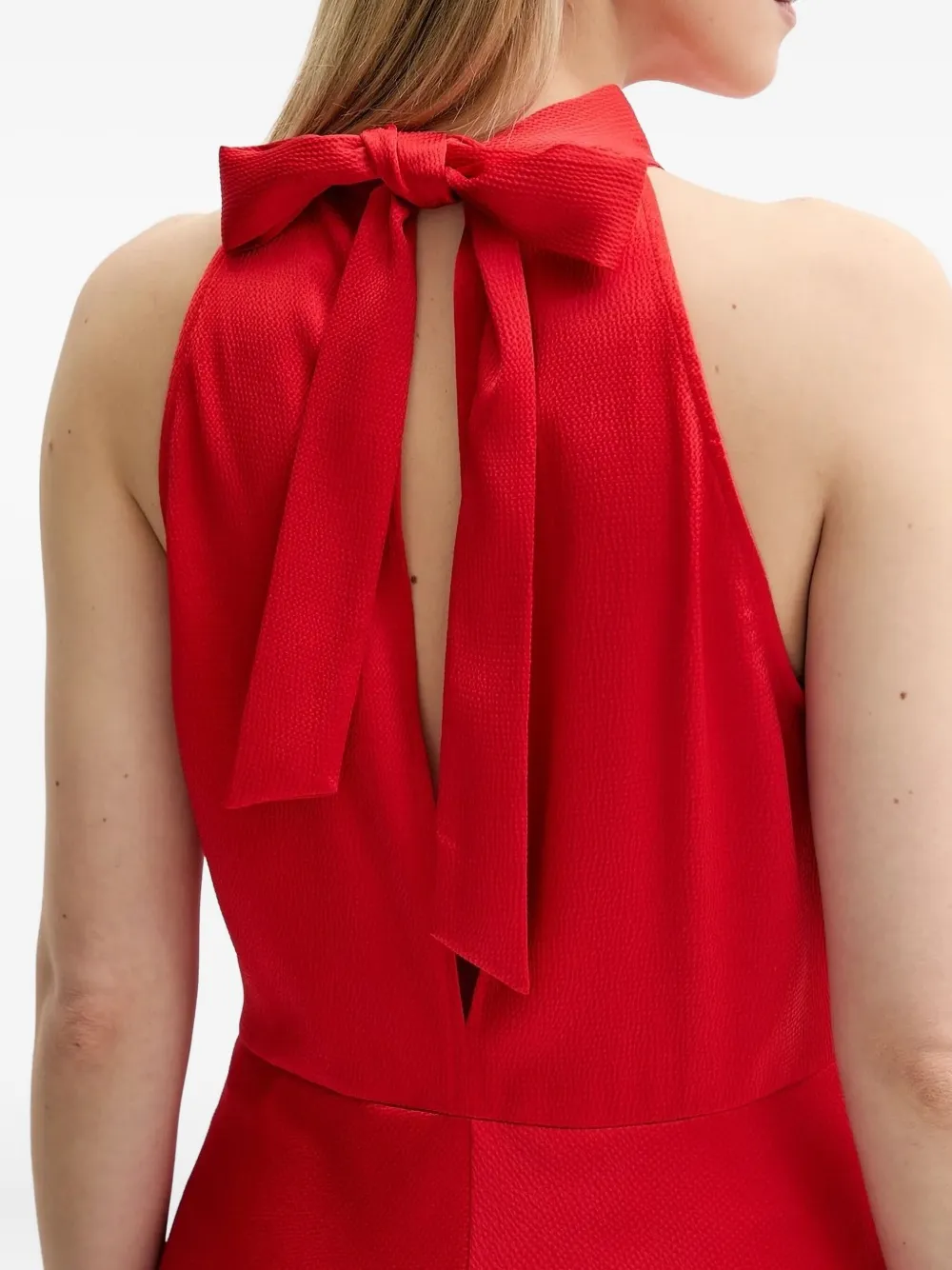 Samsoe & Samsoe Halterneck Bow Midi Party Dress In Red