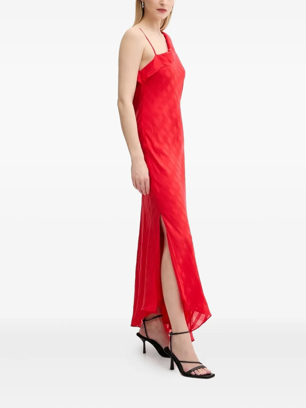 SAMSOE Saramina asymmetric ruffled maxi dress Rood