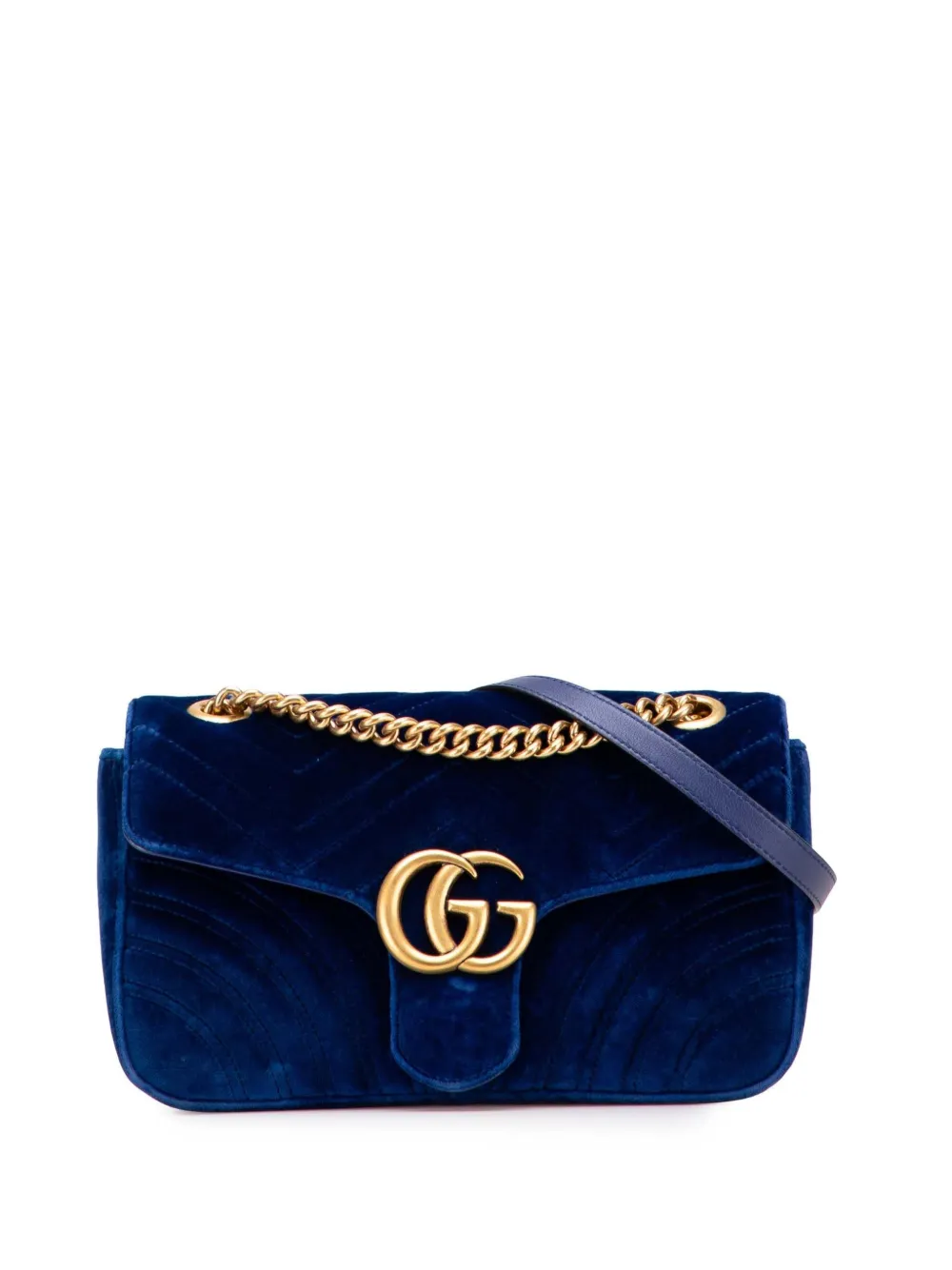 Gucci Pre-Owned 2016-2025 Small GG Marmont Matelasse Velvet Flap Gucci Pre-Owned 2016-2025 Small GG Marmont Matelasse Velvet Flap