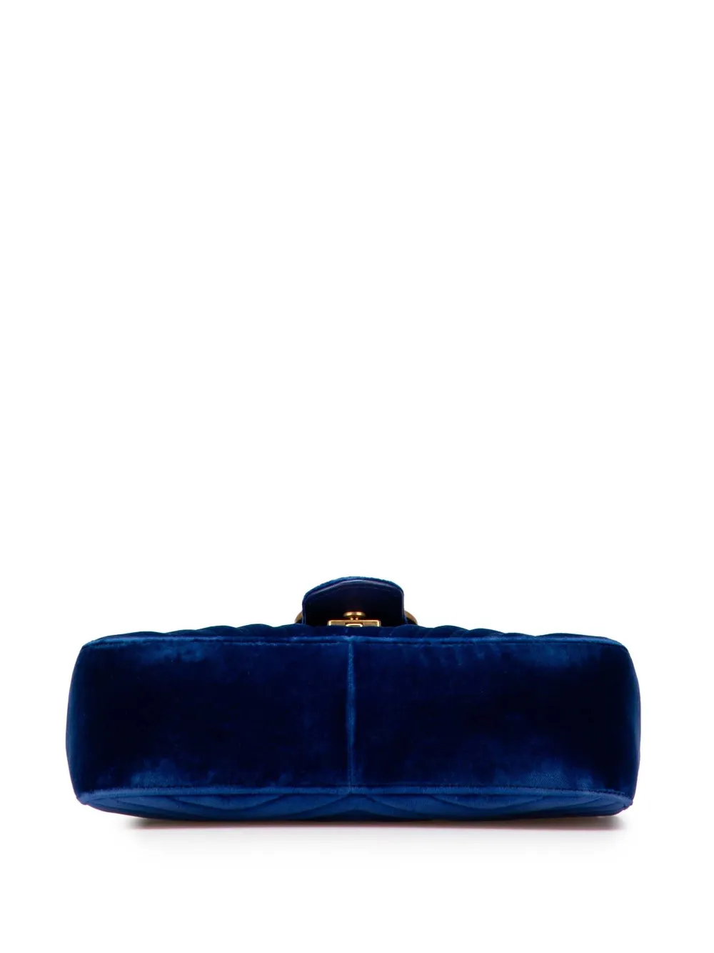 Pre-owned Gucci 2016-2025 Small Gg Marmont Matelasse Velvet Flap Crossbody Bag In Blue