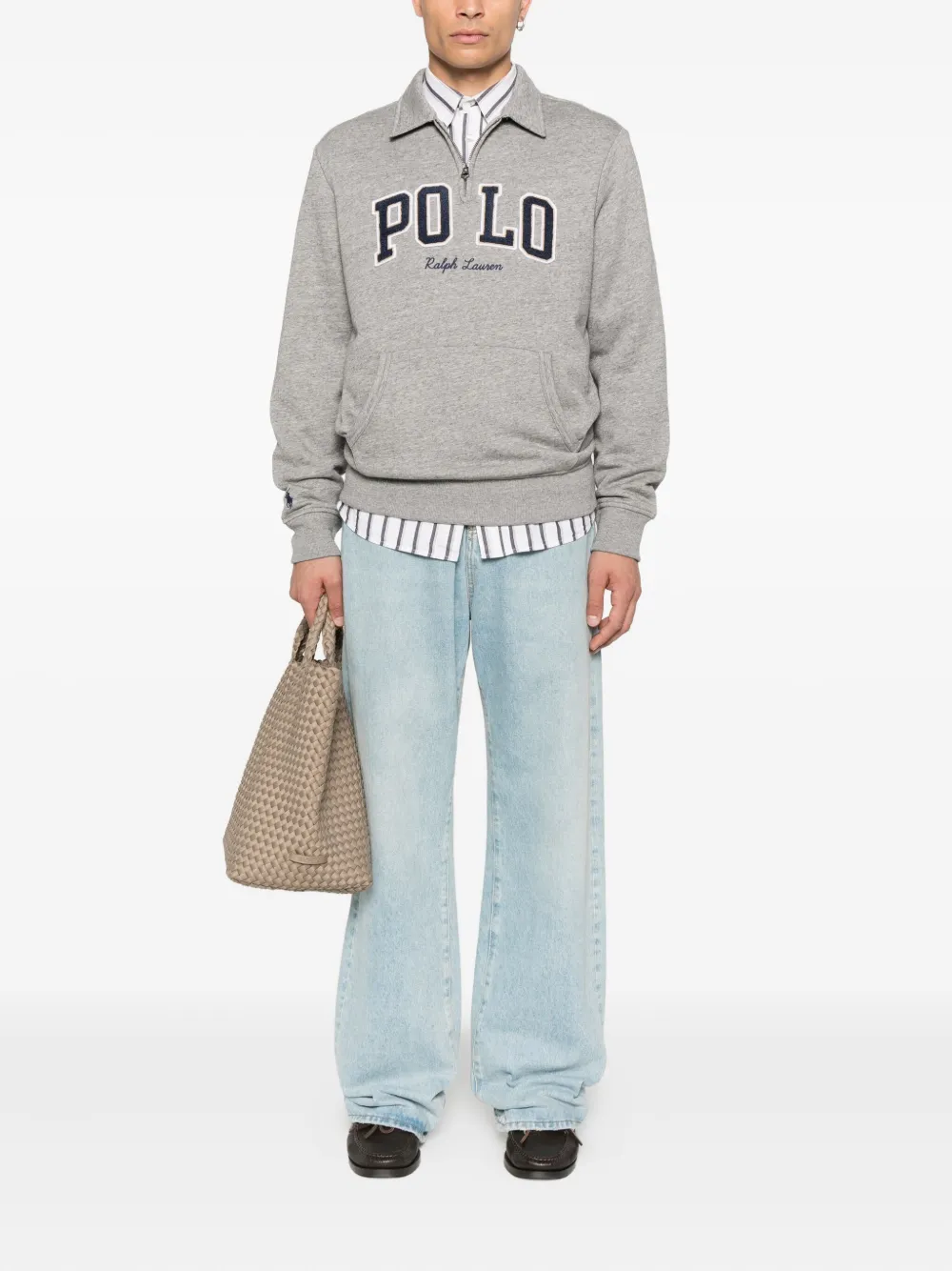 Polo Ralph Lauren Sweater met polokraag en buidelzak - Grijs