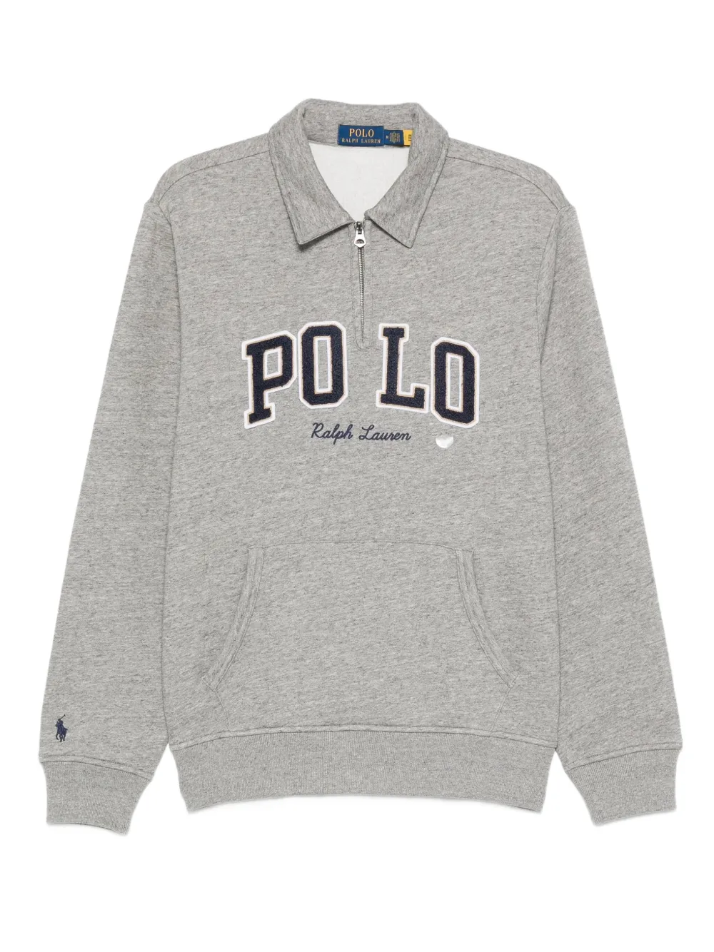 polo-neck kangaroo-pocket sweatshirt