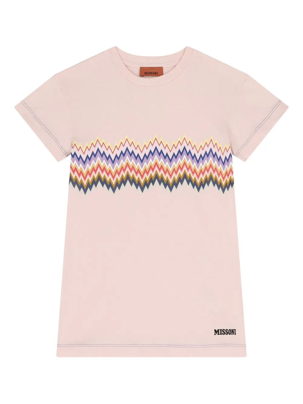 Missoni Kids T-shirtjurk met zigzag print Roze