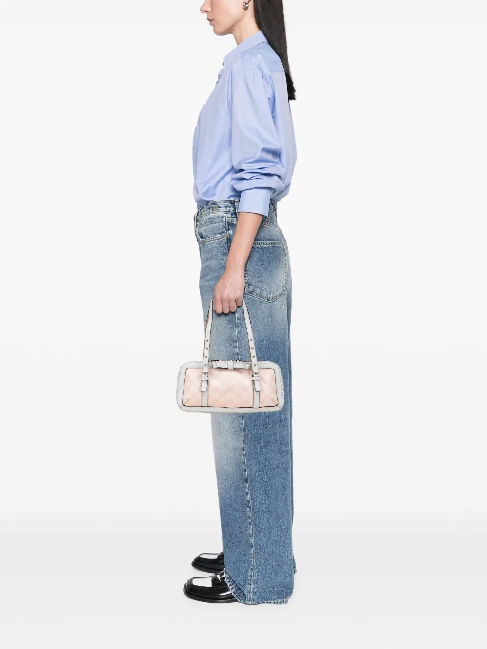 Pre-owned Loewe 2007 Anagram Canvas Shoulder Bag In Pink