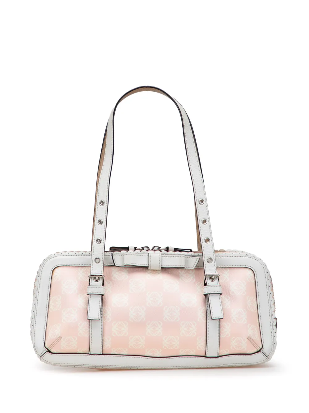 Pre-owned Loewe 2007 Anagram Canvas Shoulder Bag In Pink