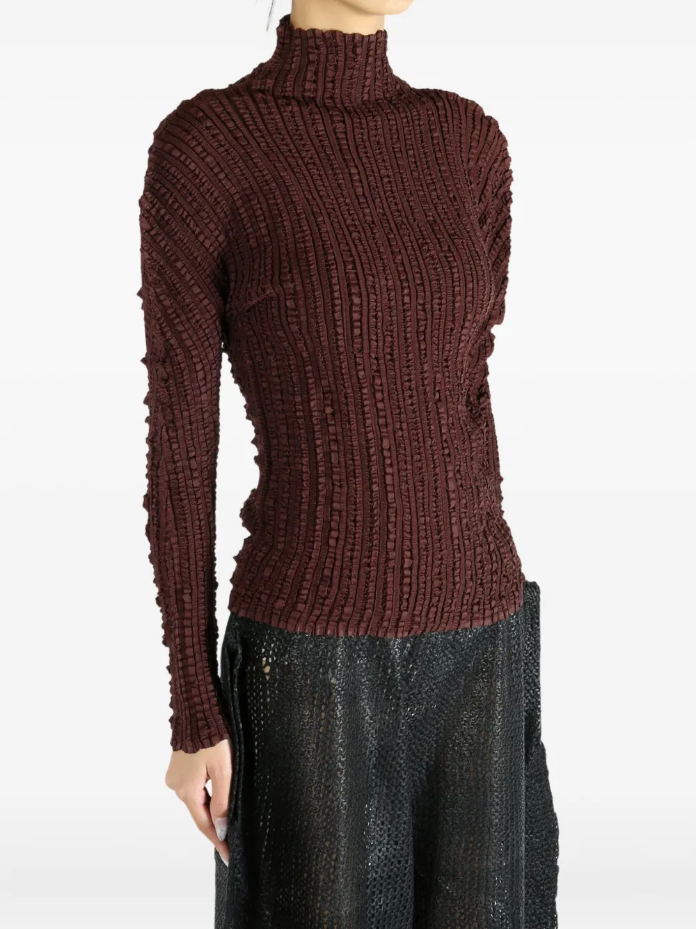 Issey Miyake High-neck textured top - Bruin