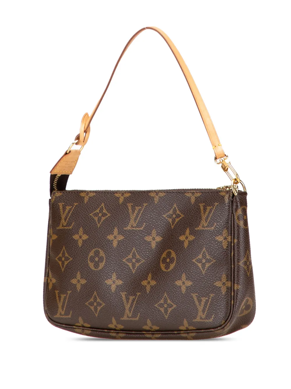 Pre-owned Louis Vuitton 2002 Monogram Pochette Accessoires Shoulder Bag In Brown