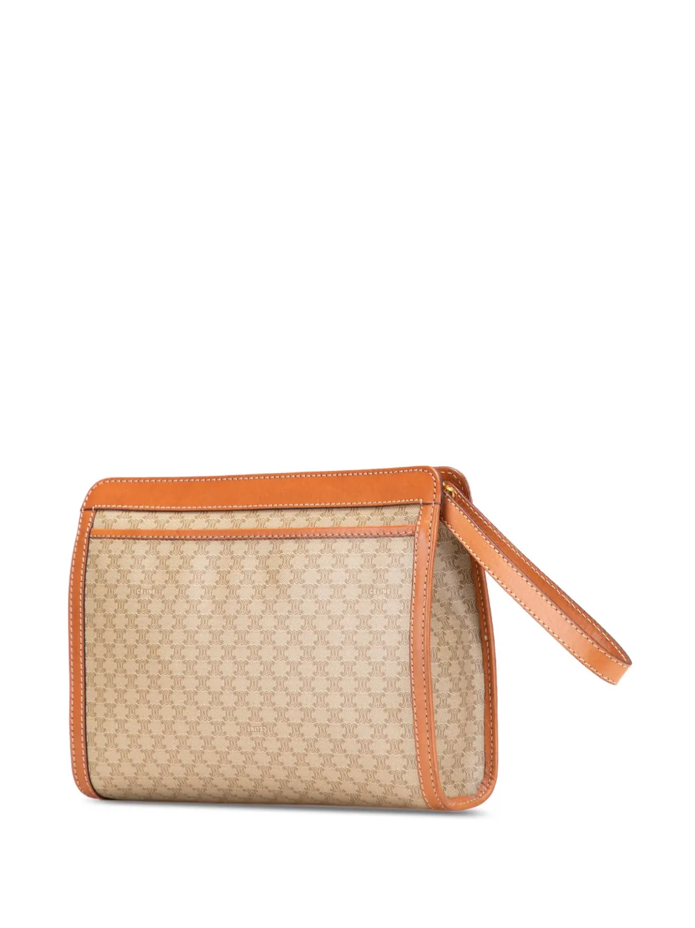 Pre-owned Celine 1994 Macadam Coated Canvas Clutch Bag In Brown