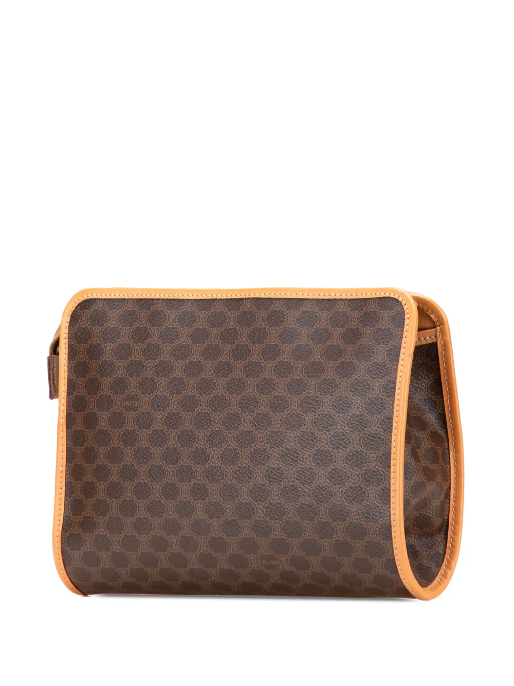 Pre-owned Celine 2014 Macadam Coated Canvas Clutch Bag In Brown