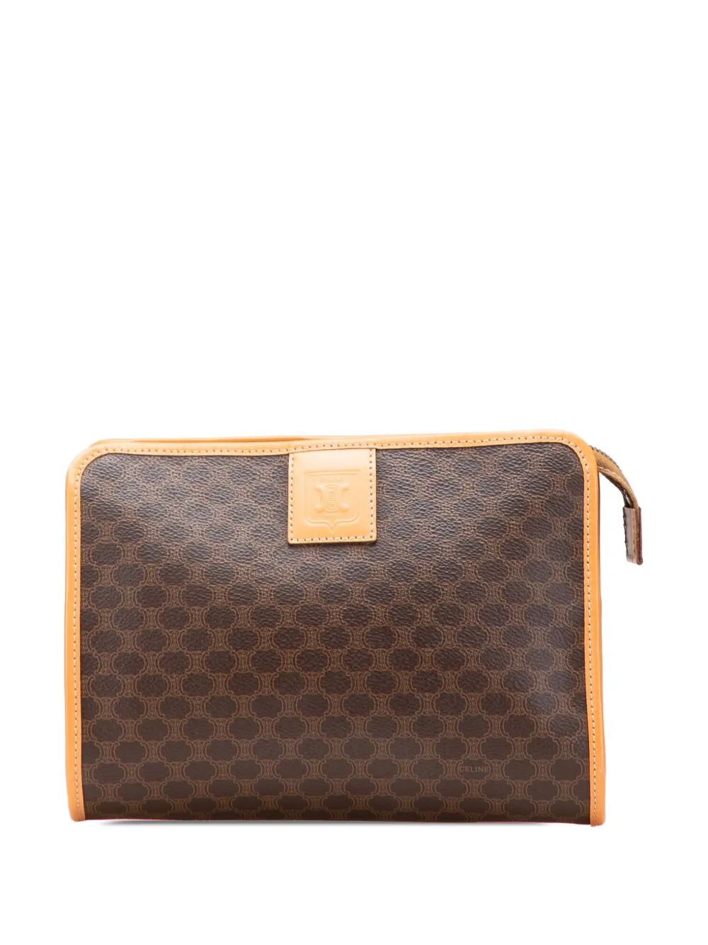 Pre-owned Celine 2014 Macadam Coated Canvas Clutch Bag In Brown