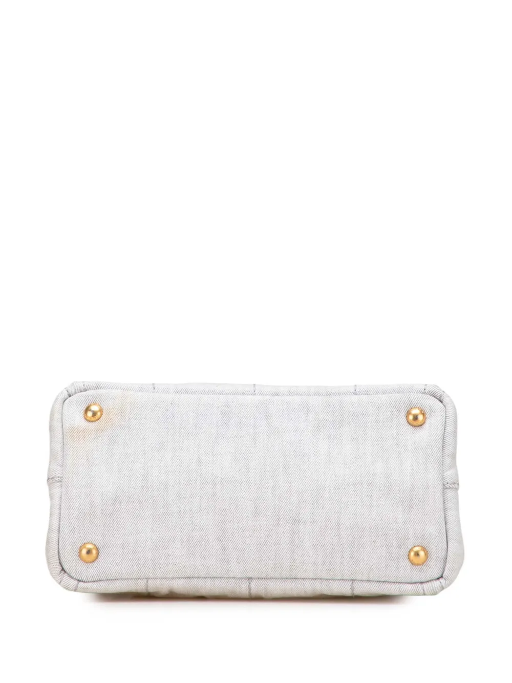 Pre-owned Prada 2013-2025 Small Denim Canapa Logo Satchel In Gray