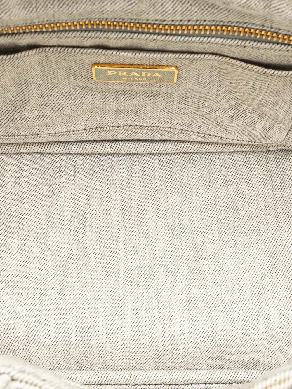 Pre-owned Prada 2013-2025 Small Denim Canapa Logo Satchel In Gray