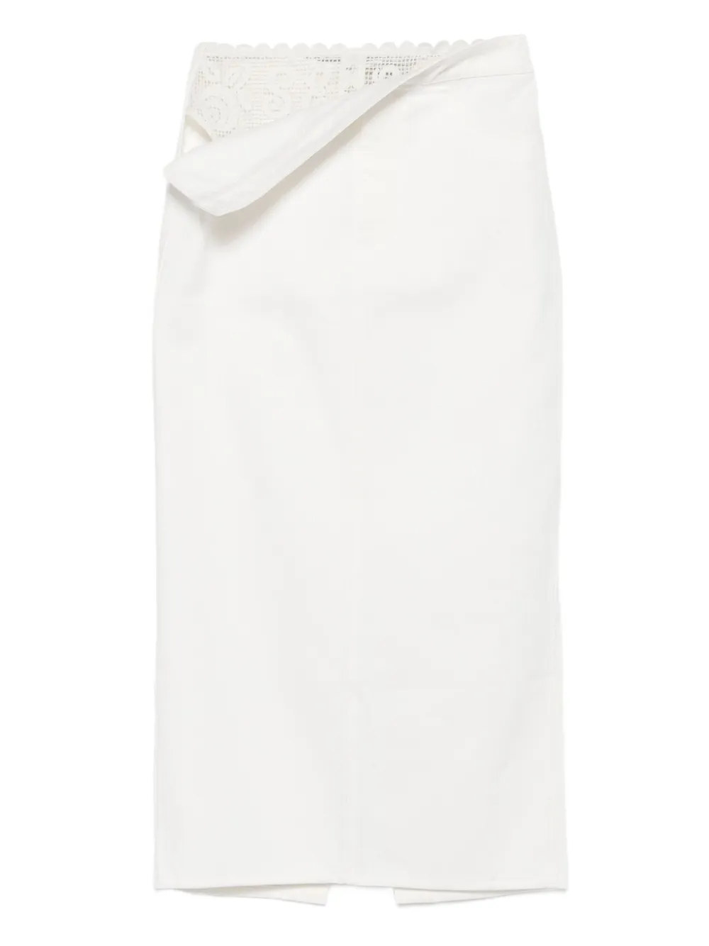 lace-insert midi skirt