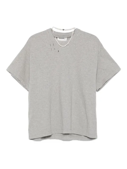 Seen Users Pearls Disruption distressed short-sleeve T-shirt 