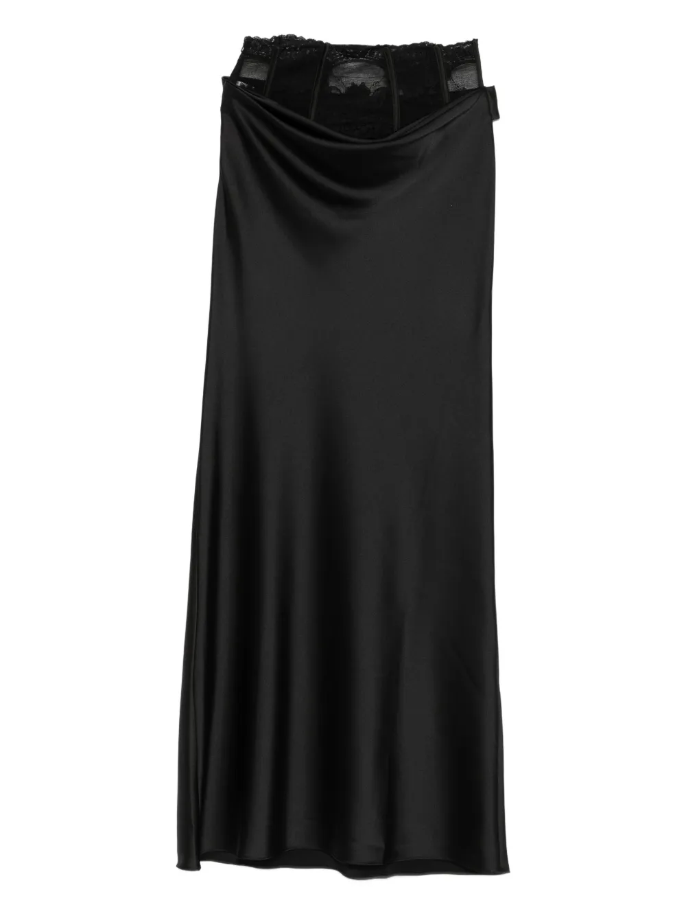 Seen Users lace-insert satin skirt - Zwart