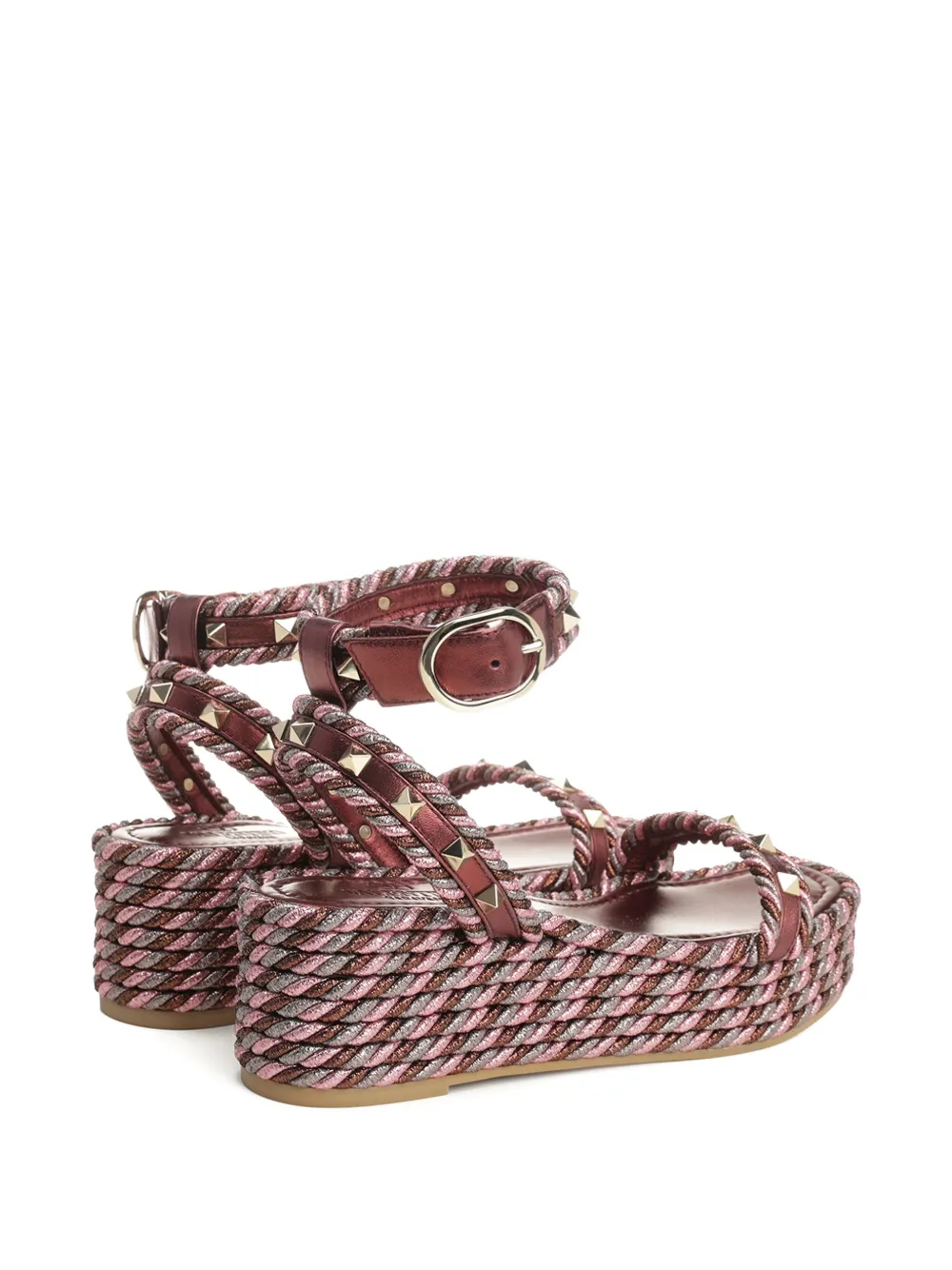 Valentino Garavani 60mm rope-trimmed studded sandals Brown