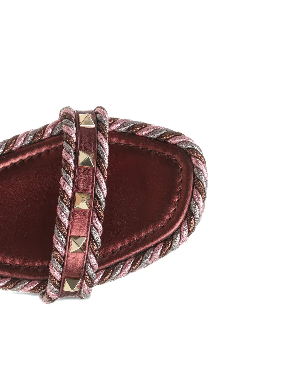 Valentino Garavani 60mm rope-trimmed studded sandals Brown