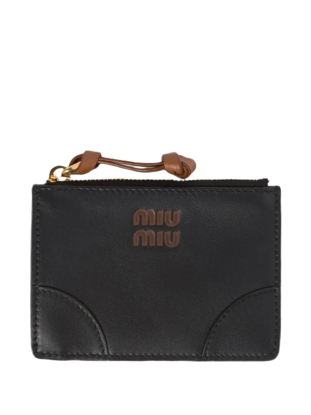Miu Miu Logo-detail Zip-fastening Wallet In Black
