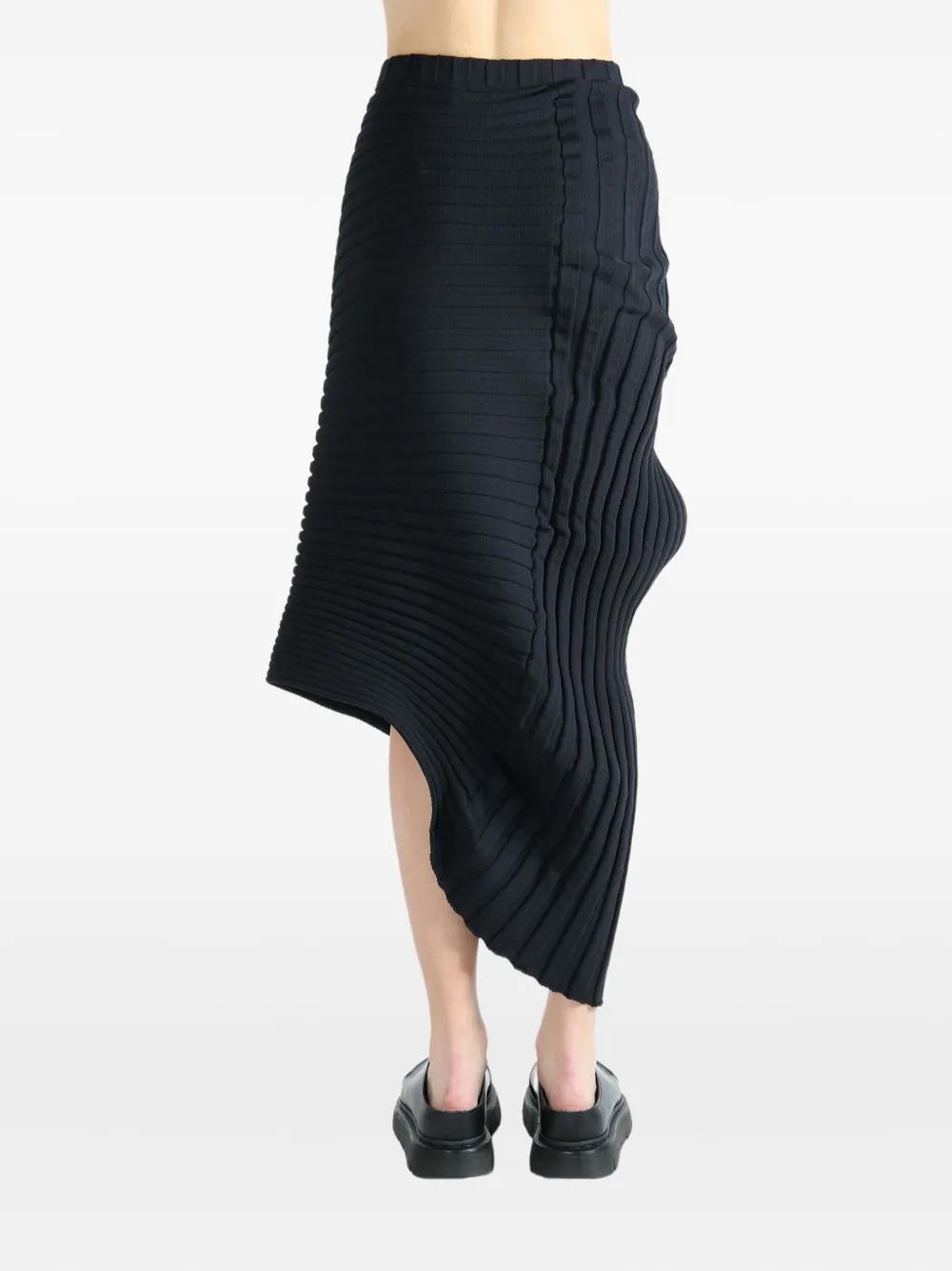 Issey Miyake pleated asymmetric skirt Zwart