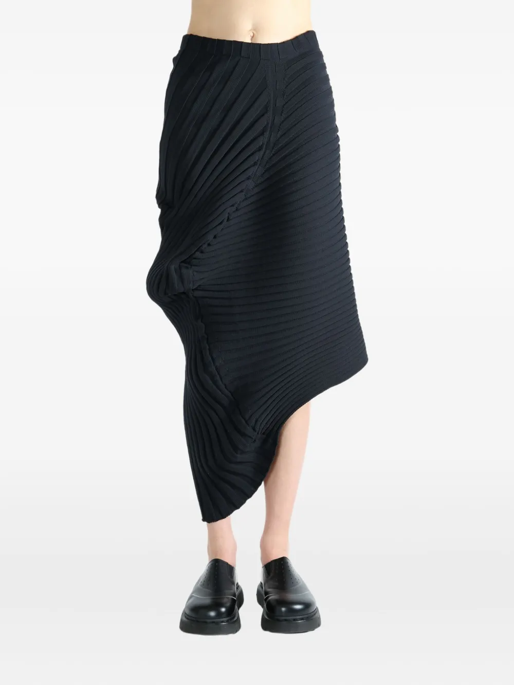 Issey Miyake pleated asymmetric skirt Zwart