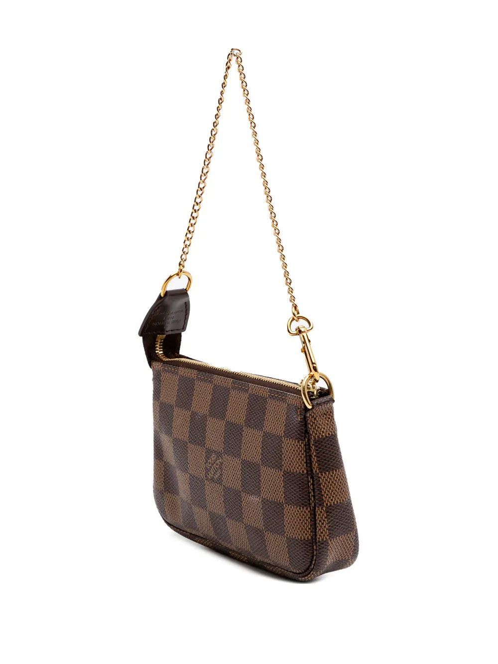 Pre-owned Louis Vuitton 2020 Damier Ebene Mini Pochette Accessoires Handbag In Brown