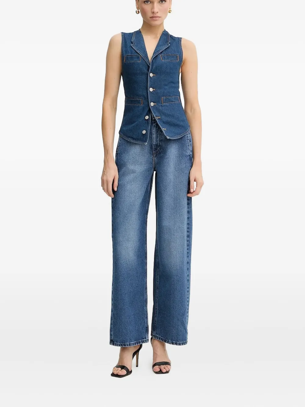 La Mania Mykki high-waisted wide-leg jeans | Blue | Image 1
