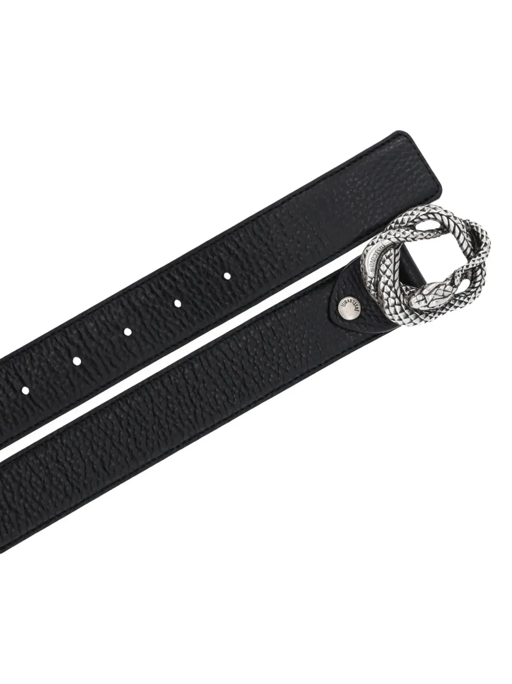 Just Cavalli snake-buckle leather belt - Zwart