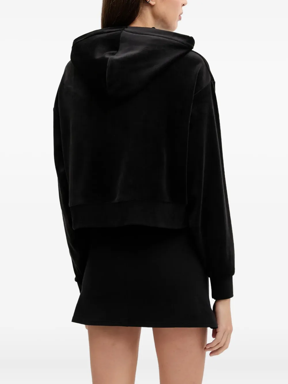 Juicy Couture Fluwelen top met capuchon en rits Zwart