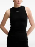 La Mania ribbed drawstring-hem mini dress - Black