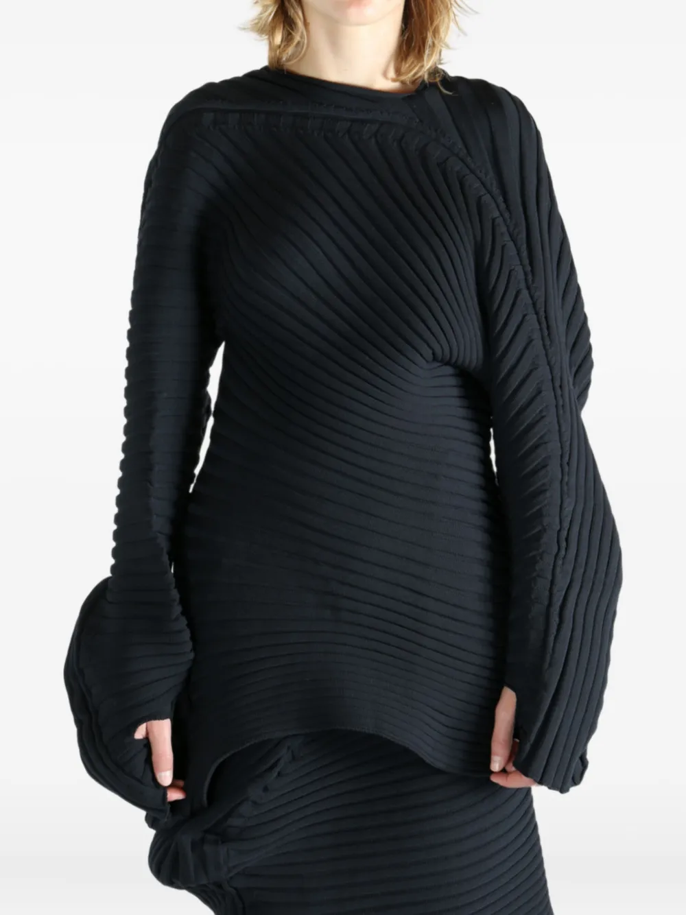 Issey Miyake asymmetric sweater Zwart