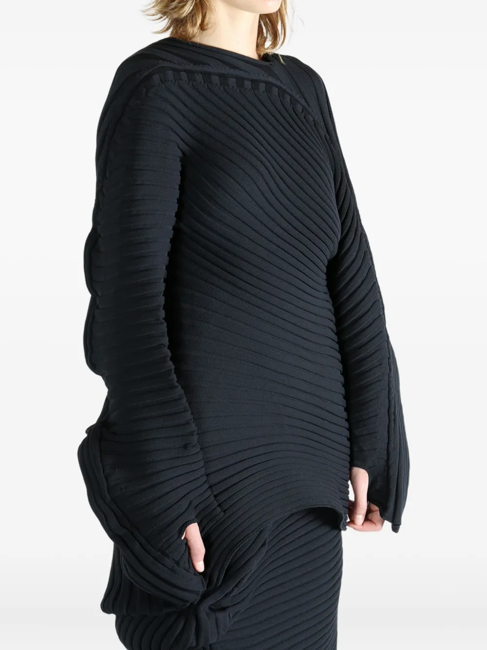 Issey Miyake asymmetric sweater Zwart