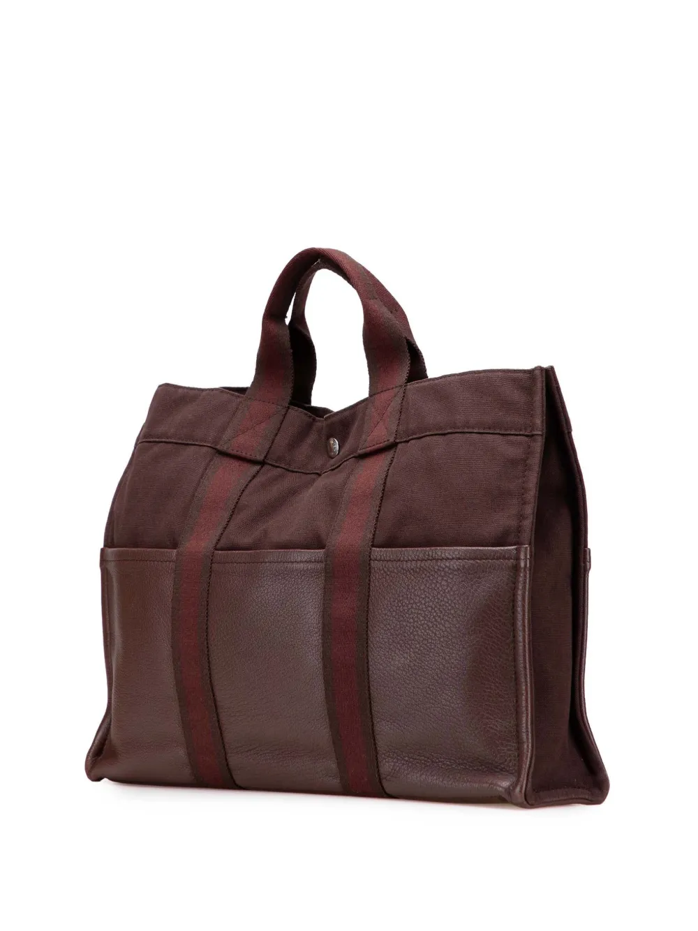 Pre-owned Hermes 1990-2010 Canvas And Leather Fourre Tout Mm Tote Bag In Brown