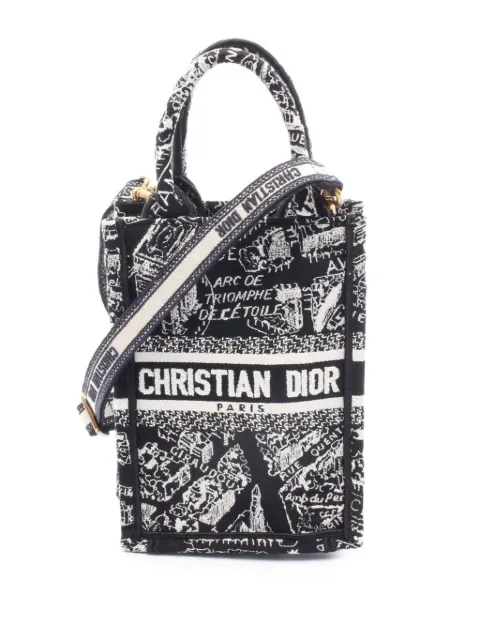 Christian Dior Pre-Owned 2021-2025 Mini Plan de Paris Logo Embroidered Canvas Vertical Book Tote satchel