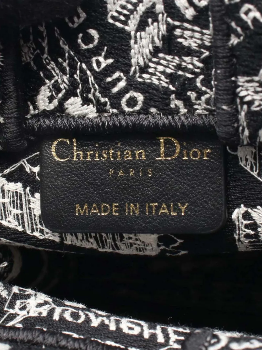 Pre-owned Dior 2021-2025 Mini Plan De Paris Logo Embroidered Canvas Vertical Book Tote Satchel In Black