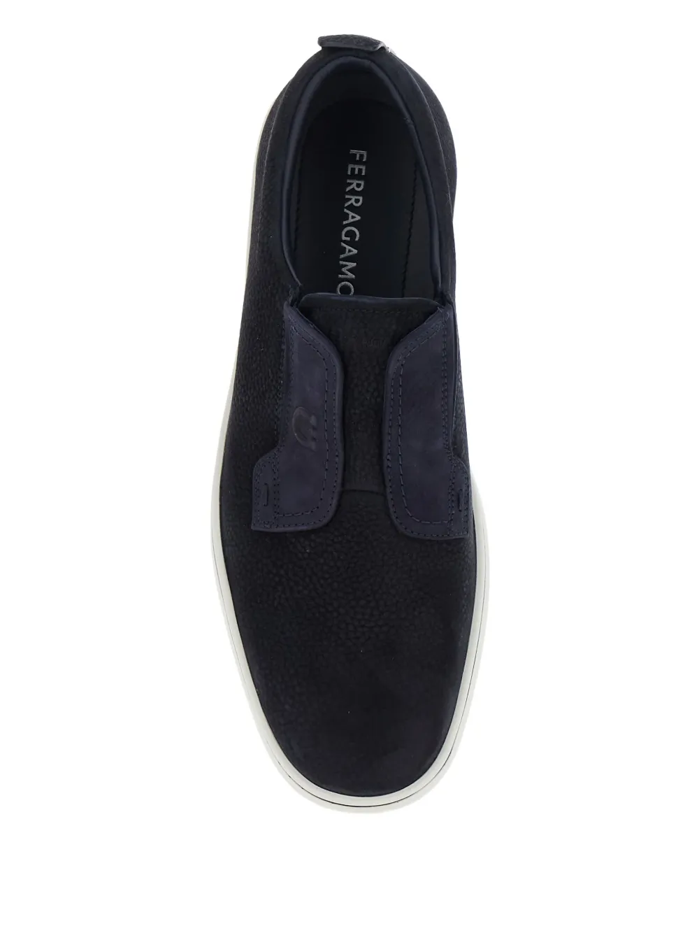 Ferragamo Alfie Slip-on Textured Leather Shoes In Blue