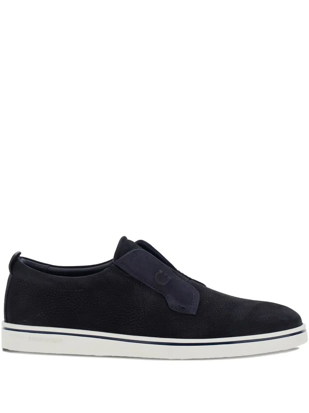 Ferragamo Alfie Slip-on Textured Leather Shoes In Blue