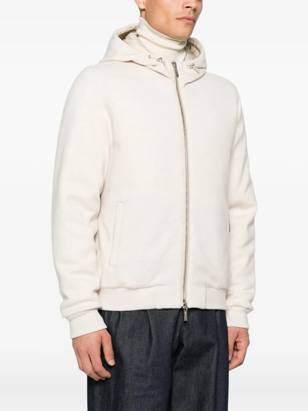 Moorer zip-up hooded jacket Beige