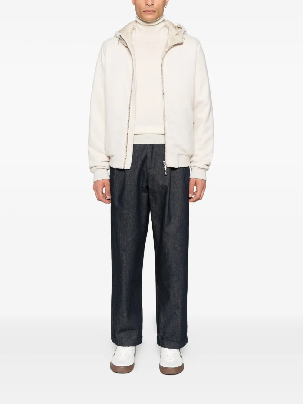Moorer zip-up hooded jacket Beige