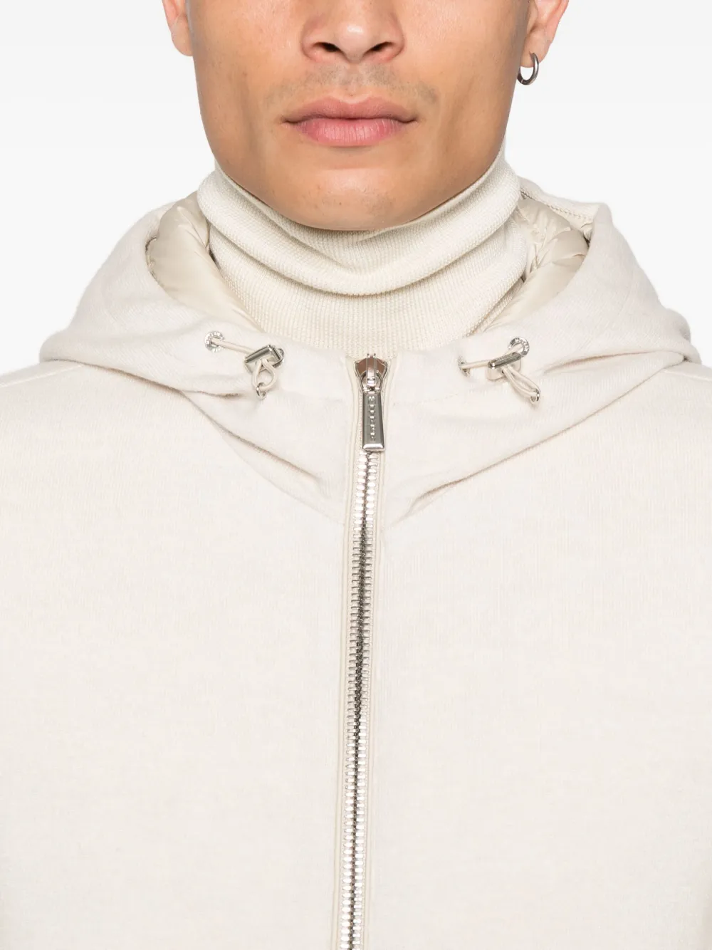 Moorer zip-up hooded jacket Beige