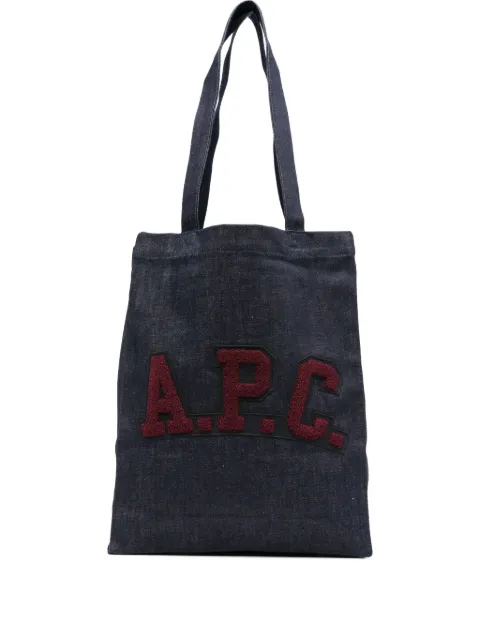 A.P.C. medium logo-embroidered denim tote bag