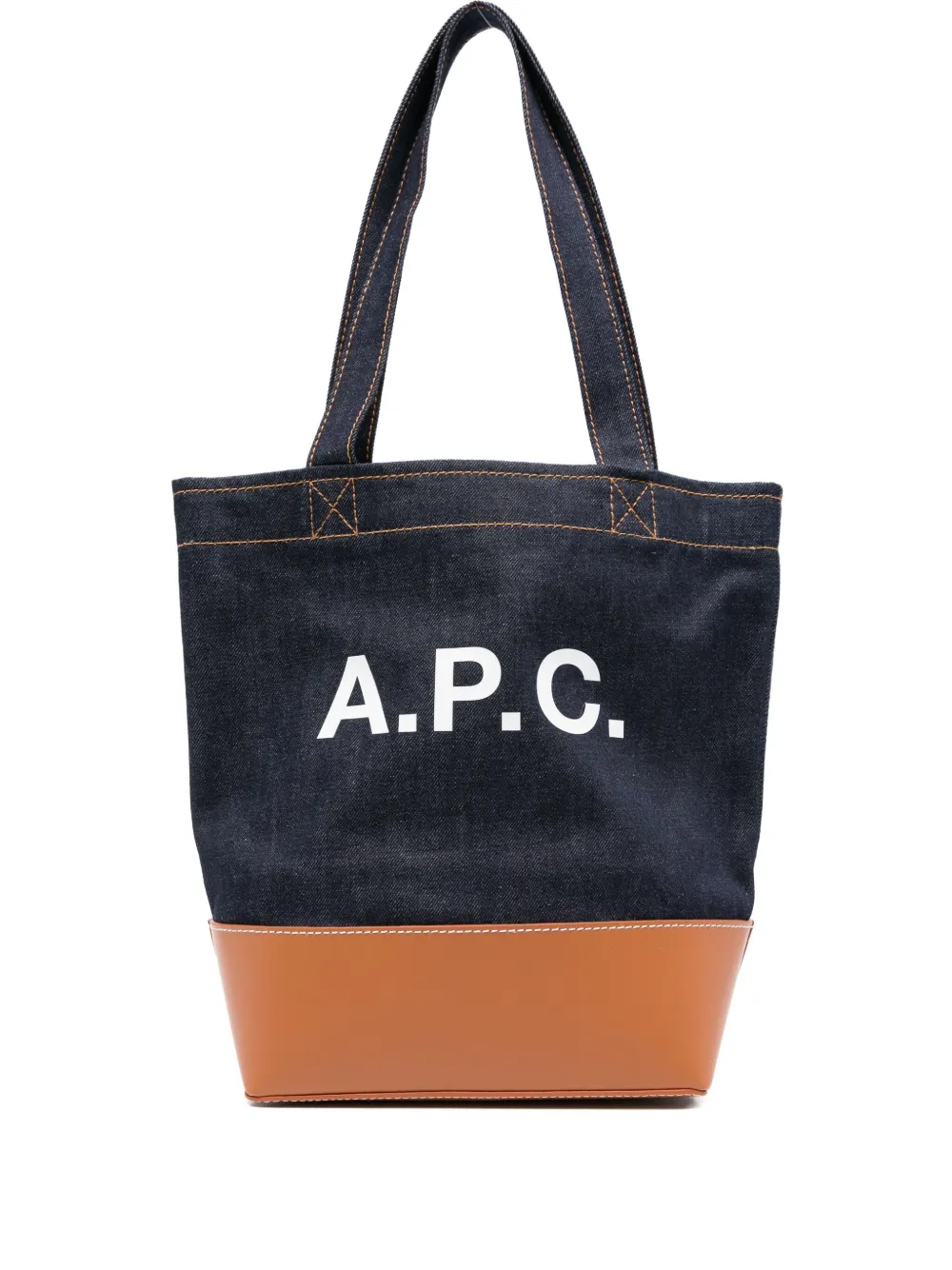 Apc Medium Logo-detail Denim Tote Bag In Blue