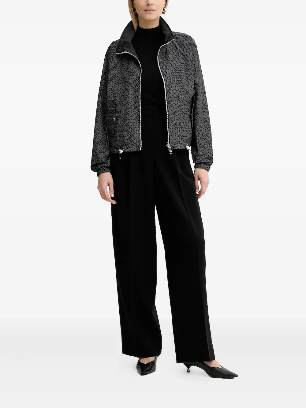 Michael Michael Kors Logo-print Zip-front Jacket In Black