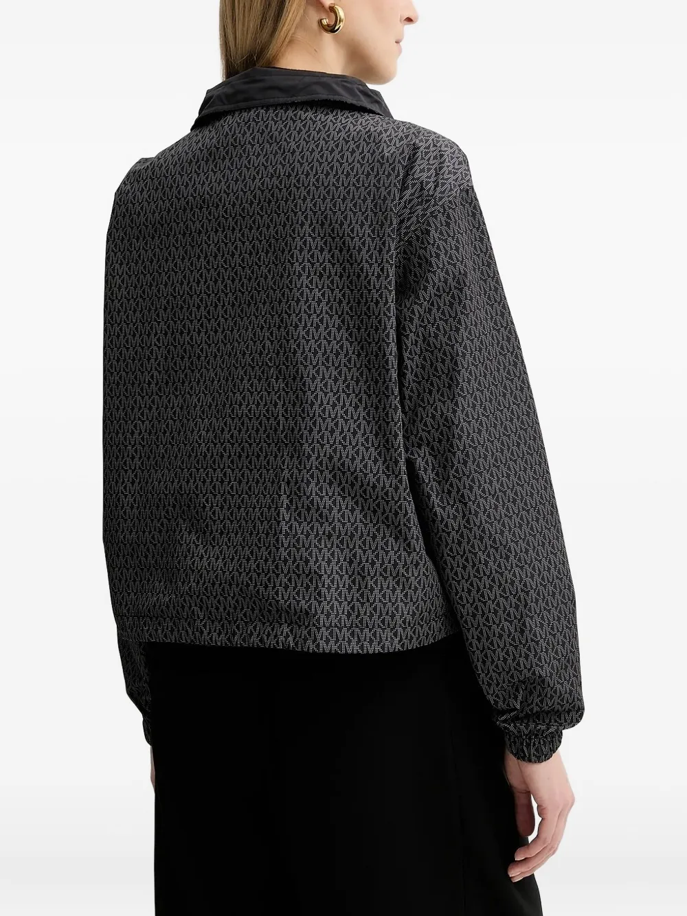 Michael Michael Kors Logo-print Zip-front Jacket In Black